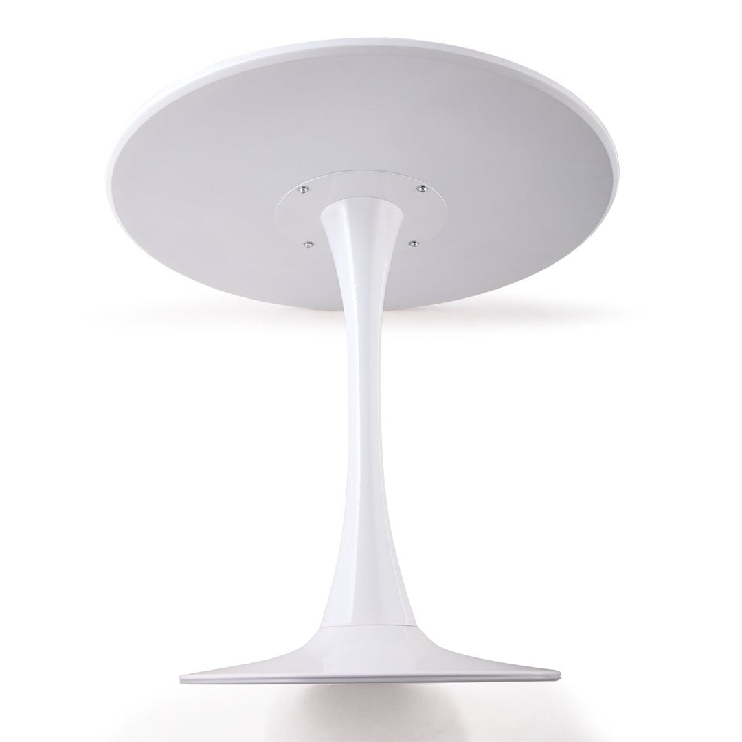 Hommoo 31.5"H White Tulip Table Mid-Century Dining Table with Round MDF Table Top, Pedestal Dining Table, End Table Image 7