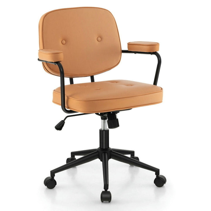 Hommoo PU Leather Office Chair with Rocking Backrest and Ergonomic Armrest-Orange, Home Office Computer Desk Chair Image 1