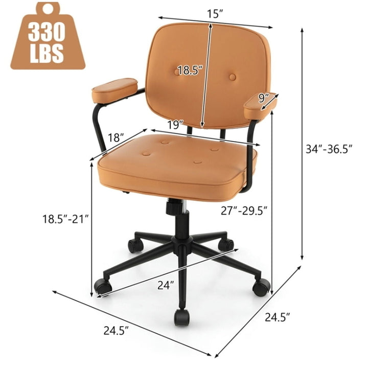 Hommoo PU Leather Office Chair with Rocking Backrest and Ergonomic Armrest-Orange, Home Office Computer Desk Chair Image 5