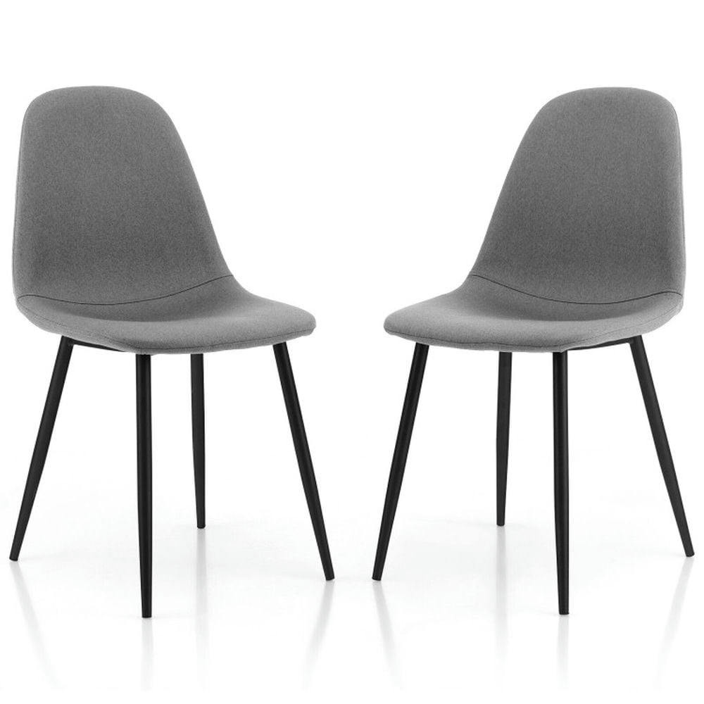 Hommoo Dining Chairs, Kitchen Chairs Trattoria Chairs,Dining Chairs Set of 2 with Black Metal Legs-Gray Image 1