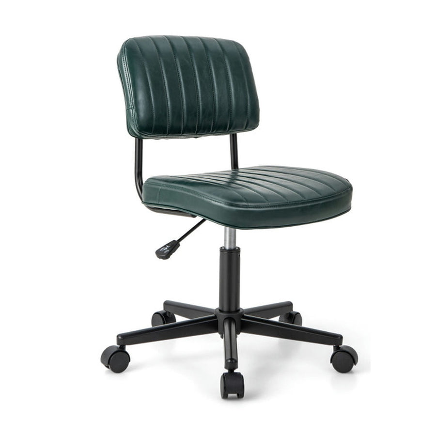 Hommoo PU Leather Adjustable Office Chair Swivel Task Chair with Backrest-Green, Home Office Computer Desk Chair Image 1