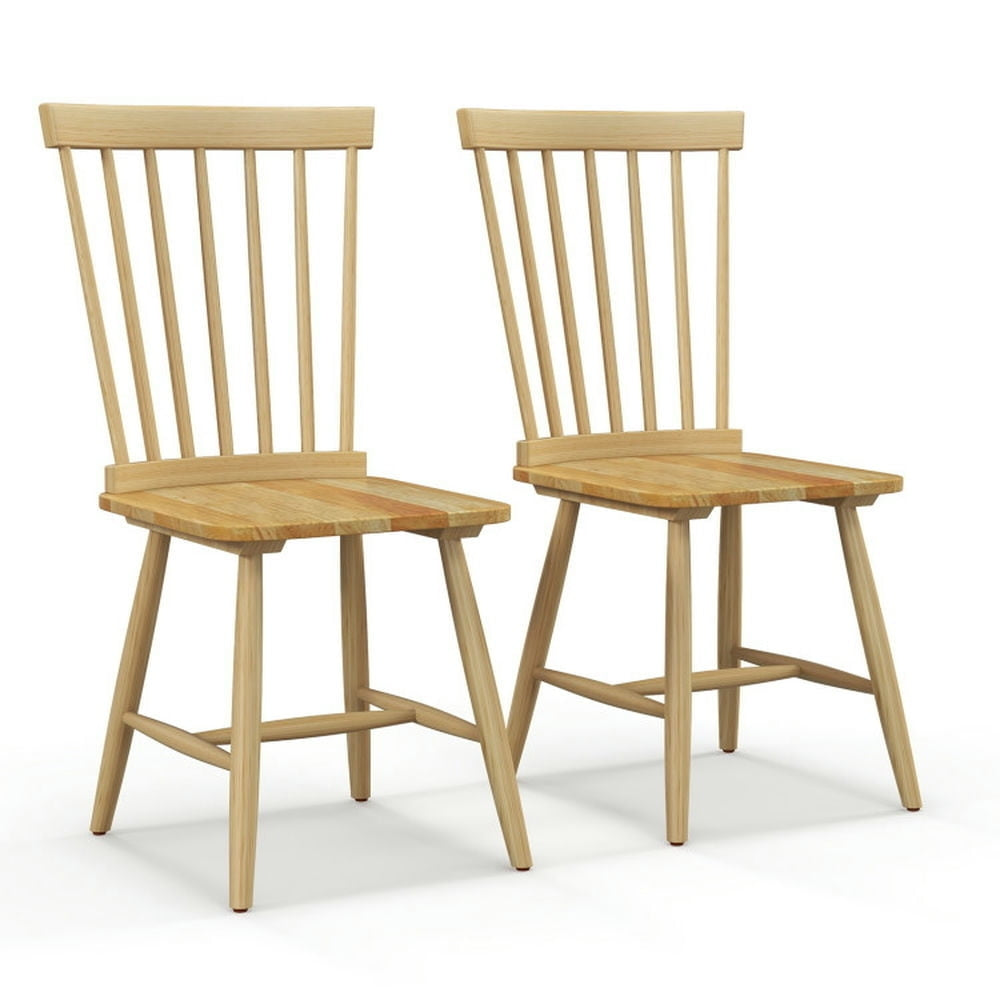 Hommoo Dining Chairs, Kitchen Chairs Trattoria Chairs,Set of 2 Windsor Dining Chairs with High Spindle Back-Natural Image 1