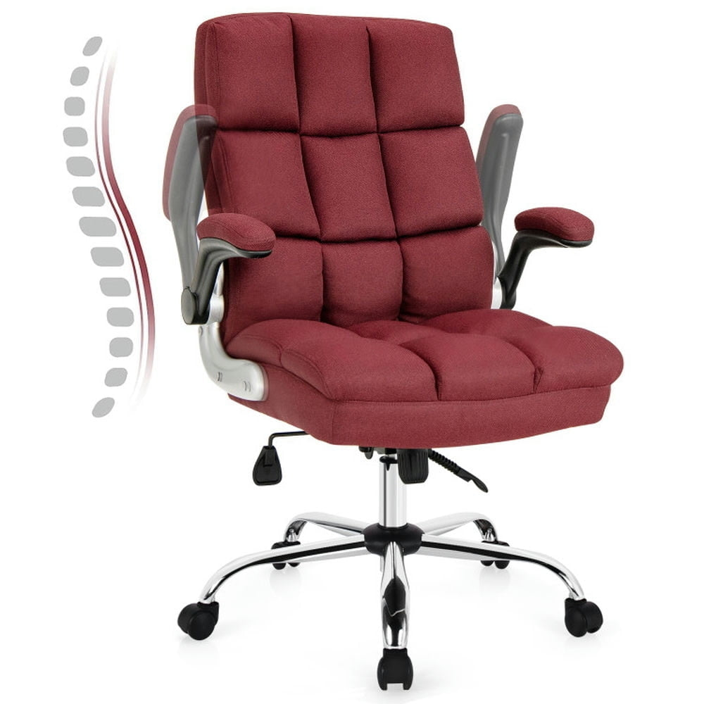 Hommoo Adjustable Swivel Office Chair with High Back and Flip-up Arm for Home and Office-Red, Home Office Computer Desk Image 3