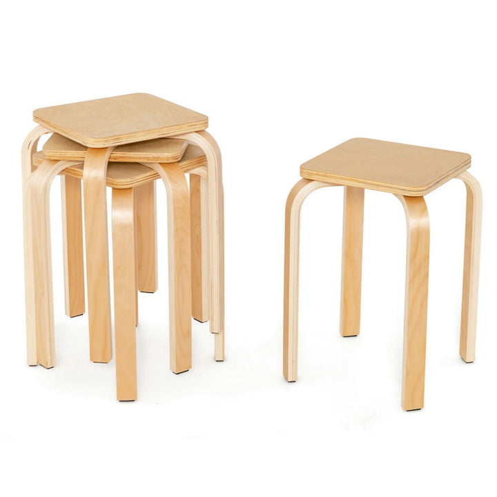 Hommoo Dining Chairs, Kitchen Chairs Trattoria Chairs,Stackable Stools Set of 4 with Square Top and Rounded Image 1