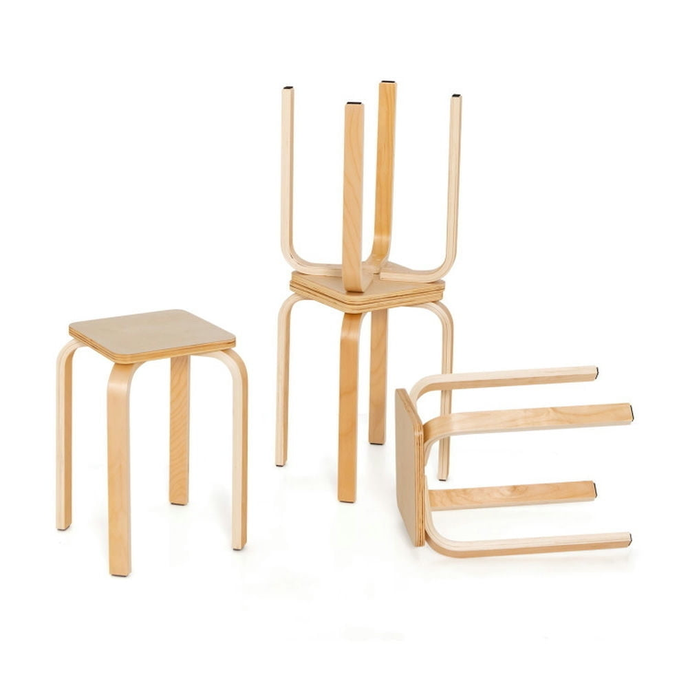 Hommoo Dining Chairs, Kitchen Chairs Trattoria Chairs,Stackable Stools Set of 4 with Square Top and Rounded Image 3