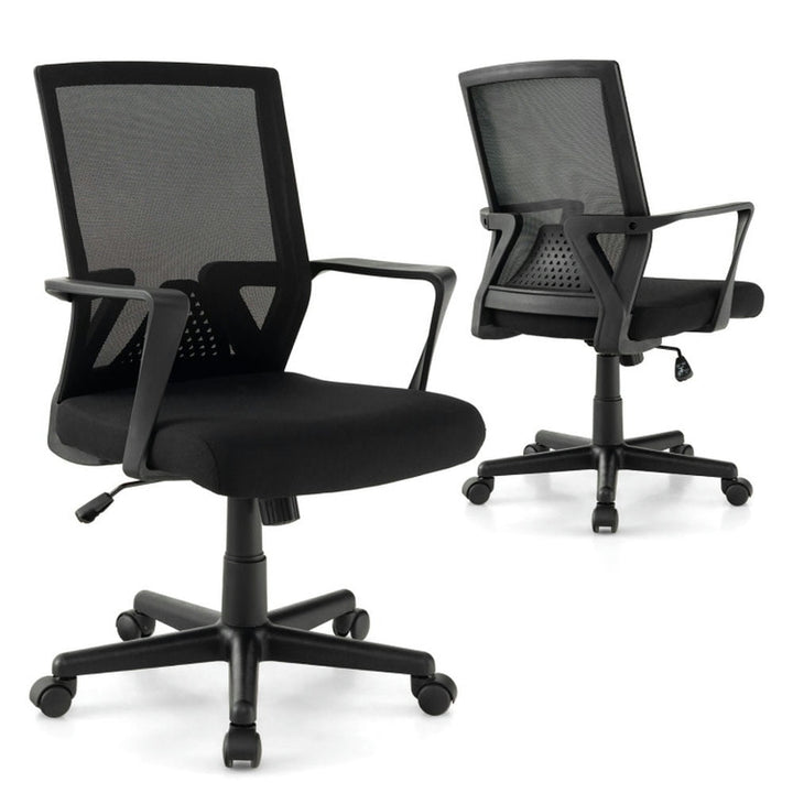 Hommoo Ergonomic Desk Chair with Lumbar Support and Rocking Function-Black, Home Office Computer Desk Chair Image 1