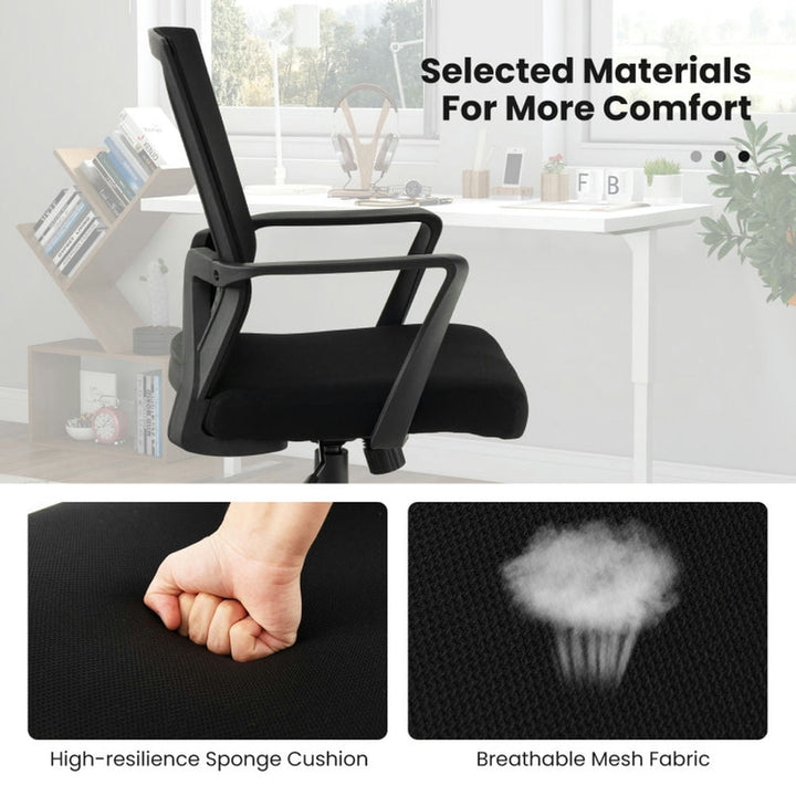 Hommoo Ergonomic Desk Chair with Lumbar Support and Rocking Function-Black, Home Office Computer Desk Chair Image 4