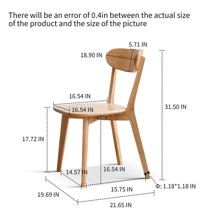 Hommoo Modern Farmhouse Wood Dining Chair with Oak Finish, Natural Image 5