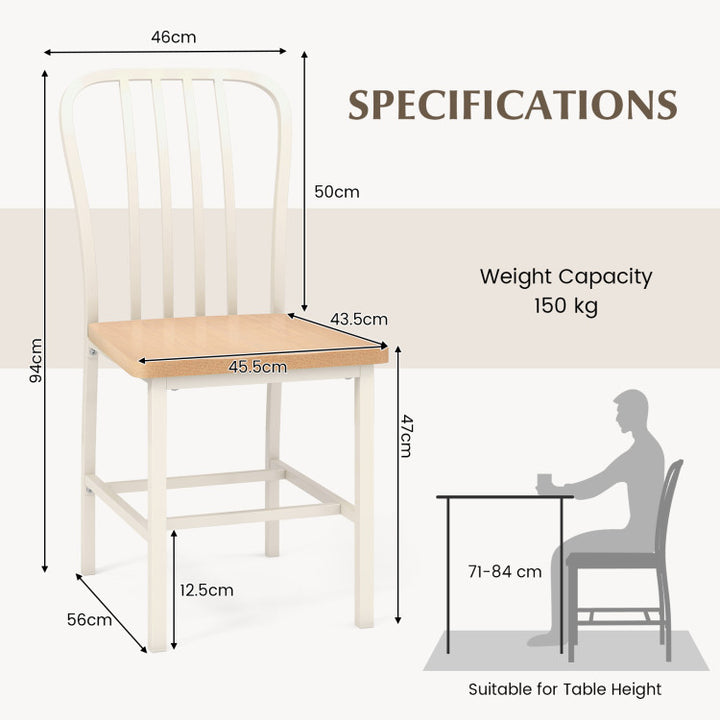 Hommoo Solid Wood Dining Chair with Oak Finish, Plastic Rattan Surface and PU Cushion, 2-Pcs Set Image 3