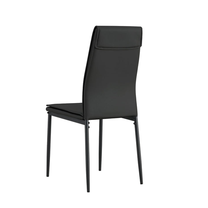 Hommoo Modern Leather Dining Chairs Set of 4 with Metal Legs, Upholstered Side Chairs for Dining Room Kitchen, Black Image 4