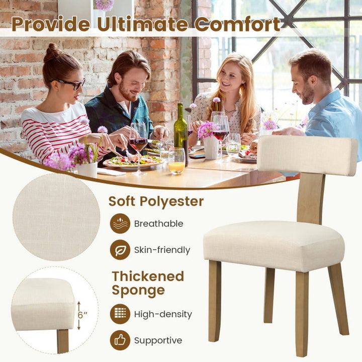 Hommoo Dining Chairs, Kitchen Chairs Trattoria Chairs,Dining Chairs Set of 2 with Curved Backrest Padded Seat-Beige Image 4