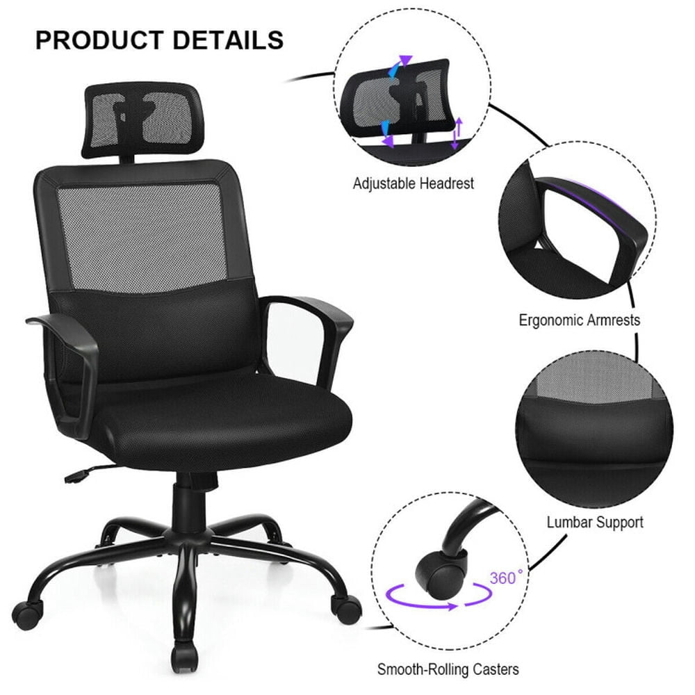 Hommoo Mesh Office Chair High Back Ergonomic Swivel Chair, Home Office Computer Desk Chair, Small Office Chair for Image 6