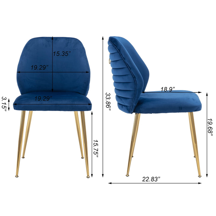 Hommoo Modern Woven Woven Dining Chair Set of 2 with Barrel Backrest and Gold Metal Legs, Blue Image 7