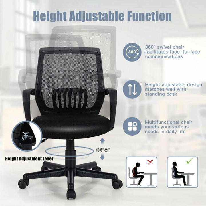 Hommoo Mid-Back Mesh Height Adjustable Executive Chair with Lumbar Support, Home Office Computer Desk Chair Image 2