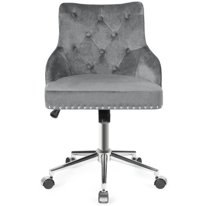 Hommoo Tufted Upholstered Swivel Computer Desk Chair with Nailed Tri-Gray, Home Office Computer Desk Chair Image 1