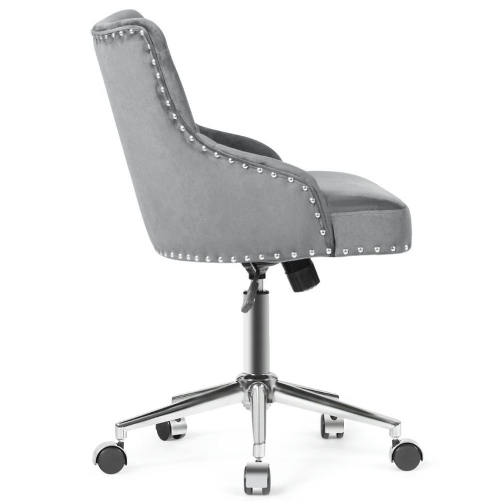 Hommoo Tufted Upholstered Swivel Computer Desk Chair with Nailed Tri-Gray, Home Office Computer Desk Chair Image 2