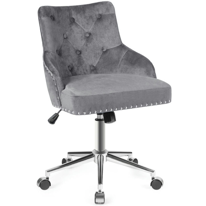 Hommoo Tufted Upholstered Swivel Computer Desk Chair with Nailed Tri-Gray, Home Office Computer Desk Chair Image 3