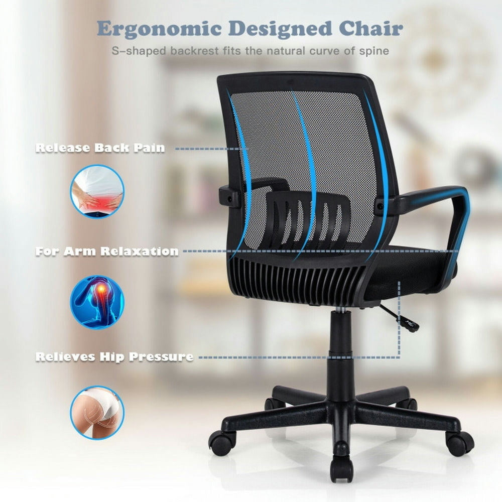 Hommoo Mid-Back Mesh Height Adjustable Executive Chair with Lumbar Support, Home Office Computer Desk Chair Image 5