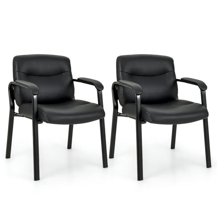 Hommoo Waiting Room Chair No Wheels Set of 2-Black, Home Office Computer Desk Chair, Small Office Chair for Image 1