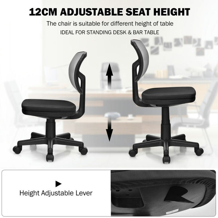 Hommoo Armless Computer Chair with Height Adjustment and Breathable Mesh for Home Office-Black, Home Office Computer Image 5