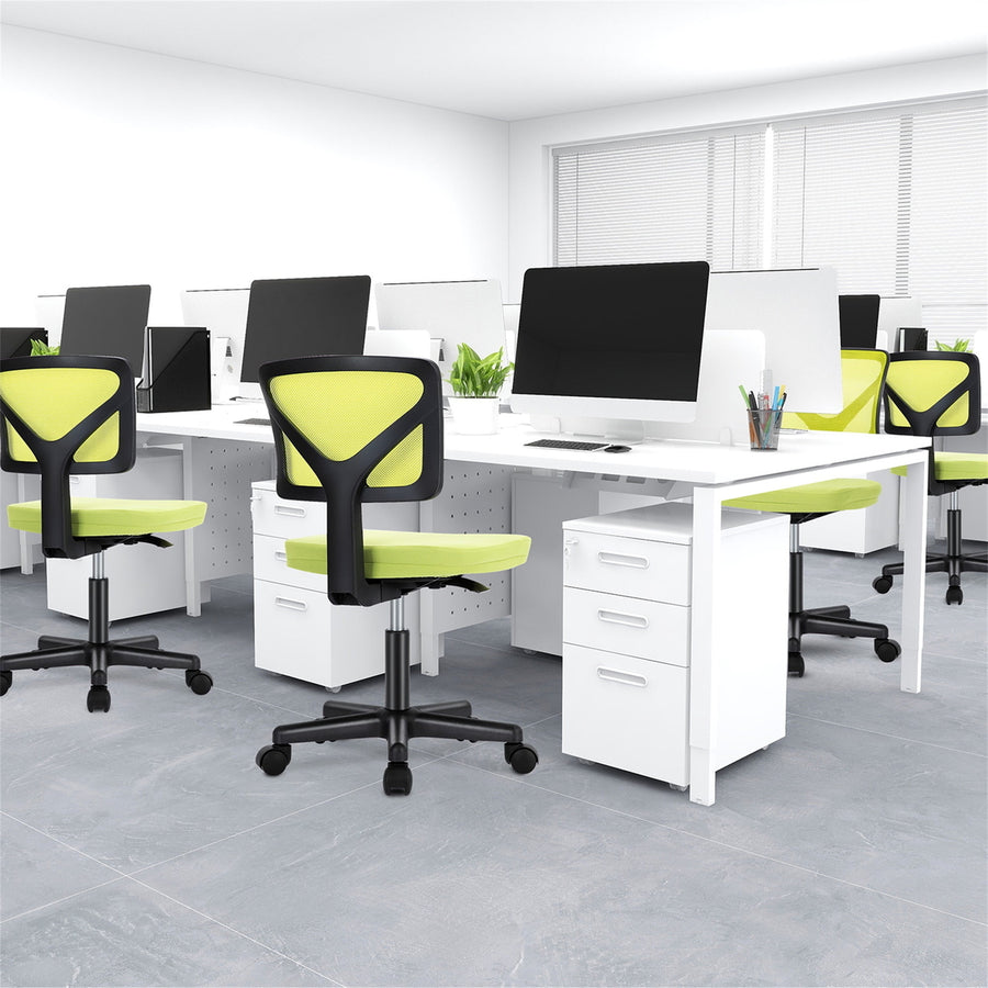 Hommoo Office Computer Desk Chair, Ergonomic Low Back Mesh Rolling Work Swivel Chair with Wheels, Armless, Yellow Image 1