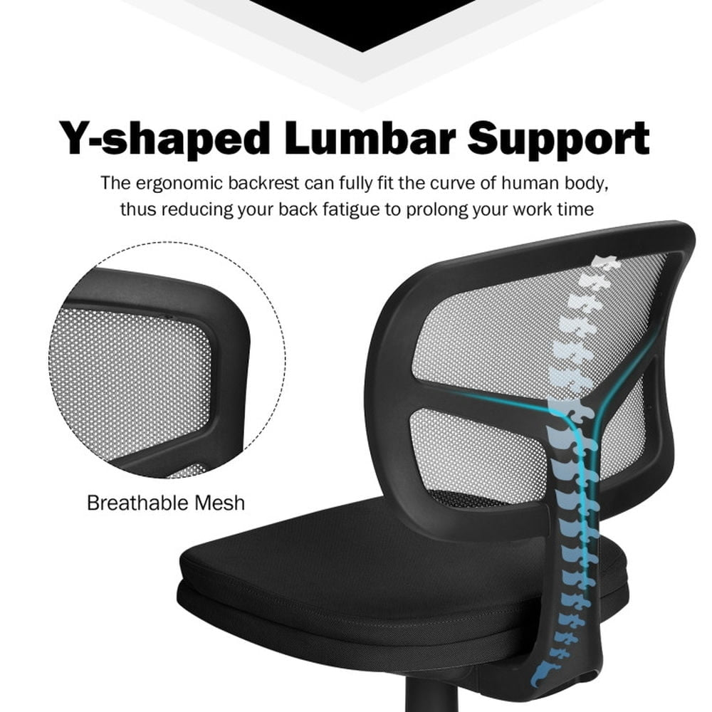 Hommoo Armless Computer Chair with Height Adjustment and Breathable Mesh for Home Office-Black, Home Office Computer Image 6