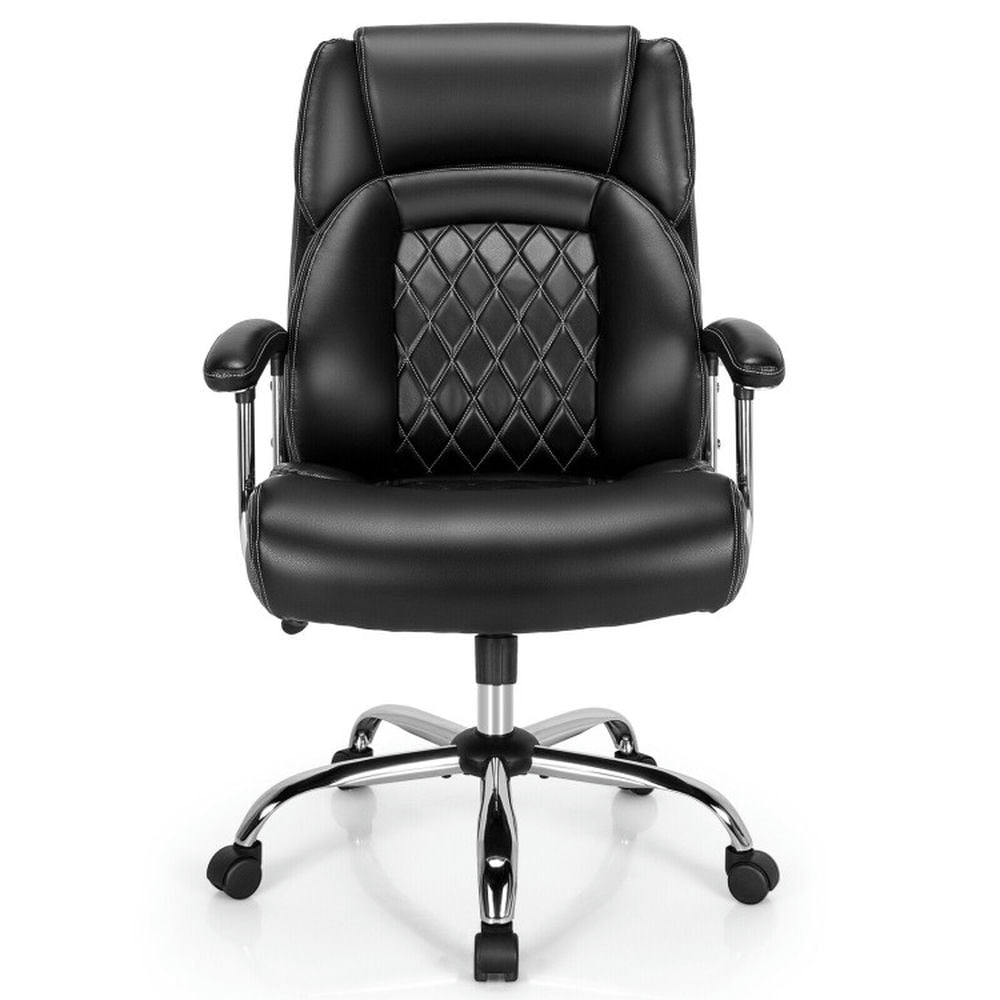 Hommoo Height Adjustable Big and Tall Office Chair Computer Desk Chair with Metal Base-Black, Home Office Computer Desk Image 1