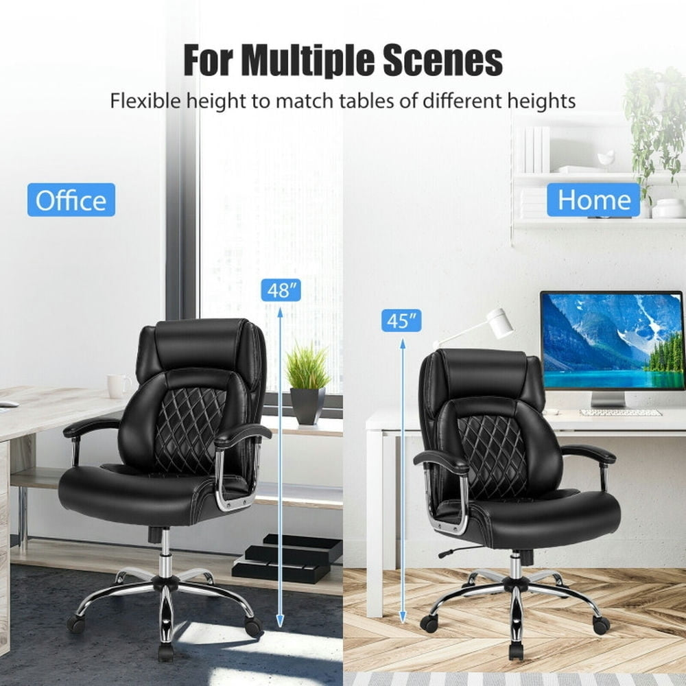 Hommoo Height Adjustable Big and Tall Office Chair Computer Desk Chair with Metal Base-Black, Home Office Computer Desk Image 2