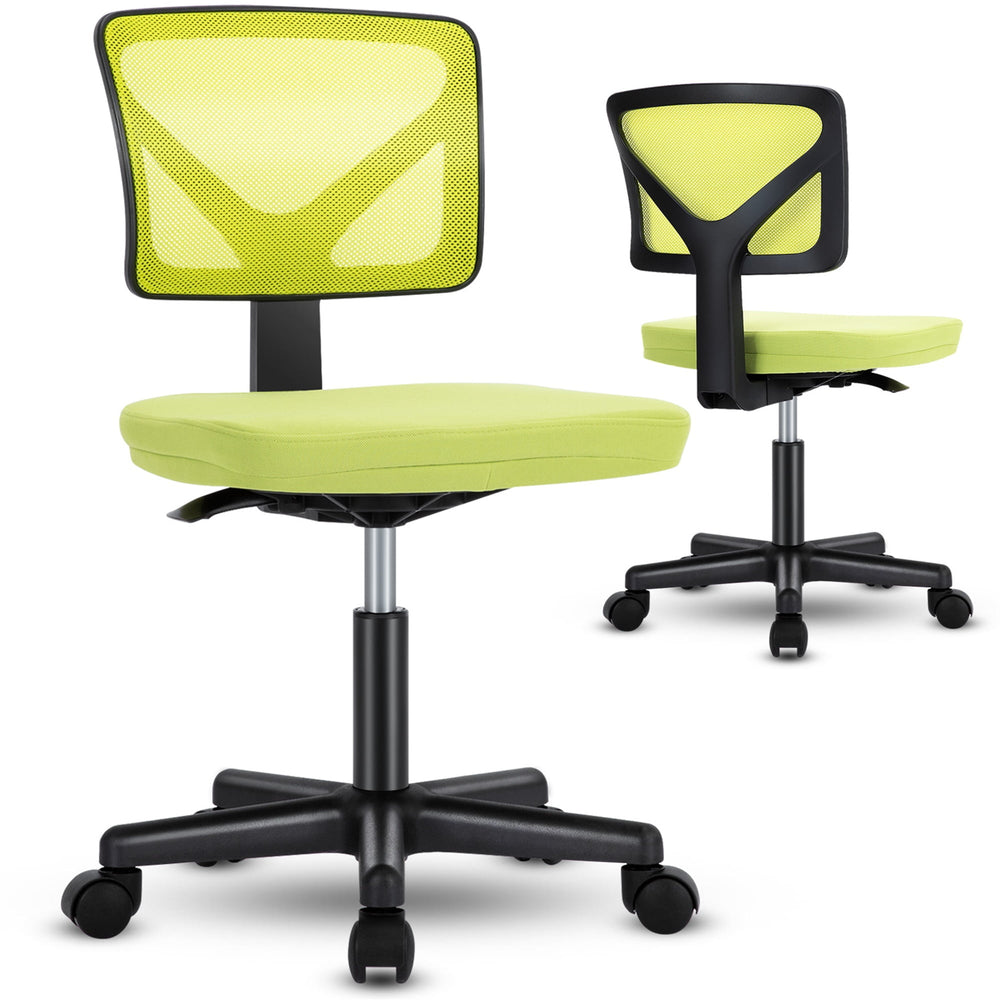 Hommoo Office Computer Desk Chair, Ergonomic Low Back Mesh Rolling Work Swivel Chair with Wheels, Armless, Yellow Image 2