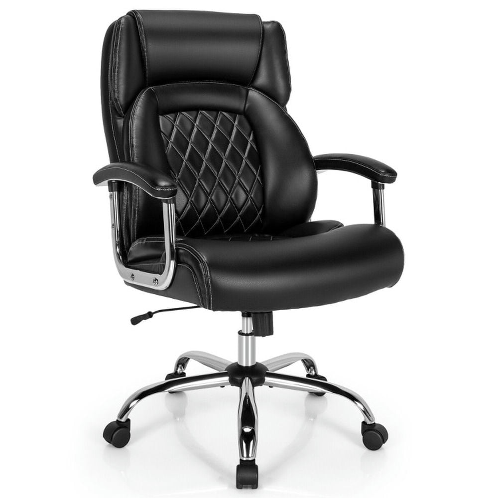 Hommoo Height Adjustable Big and Tall Office Chair Computer Desk Chair with Metal Base-Black, Home Office Computer Desk Image 5