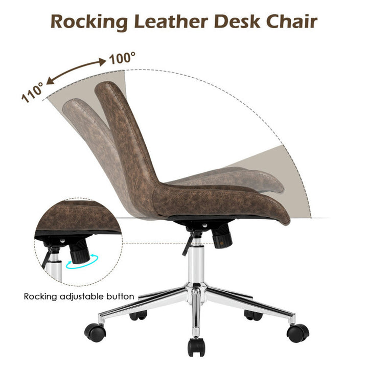 Hommoo Leather Armless Adjustable Mid-Back Office Chair, Home Office Computer Desk Chair, Small Office Chair for Image 2