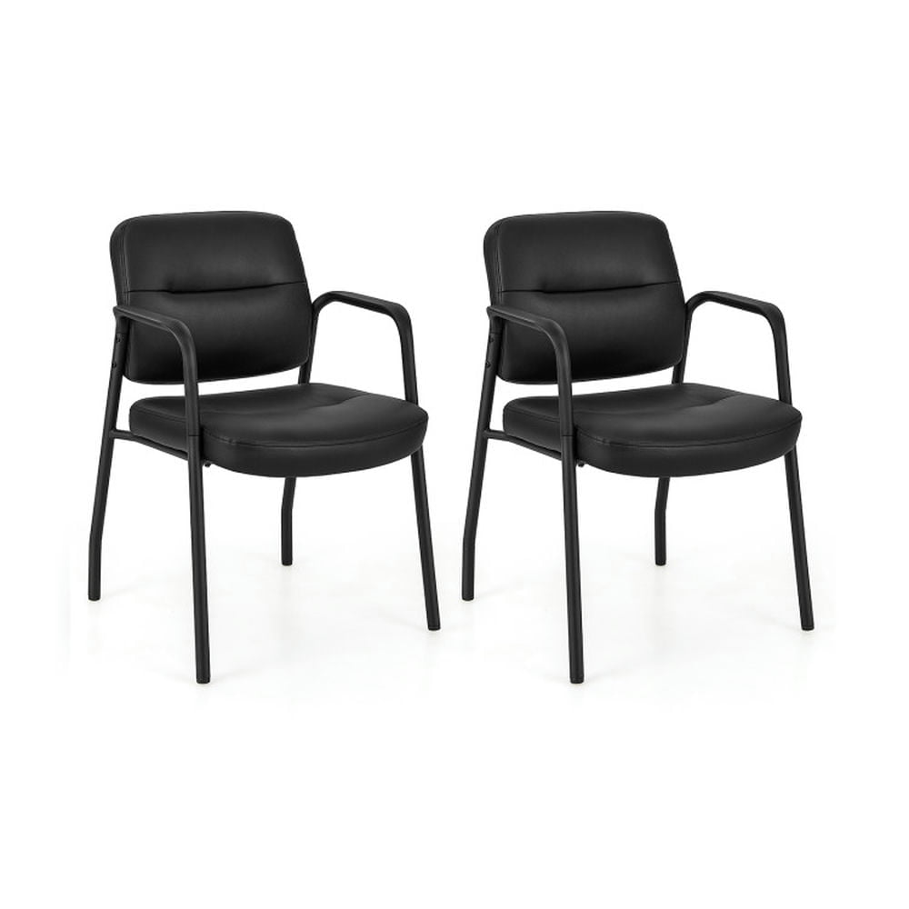 Hommoo Waiting Room Guest Chair Set of 2 Upholstered Reception Chairs with Mixed PU Leather and Integrated Image 1