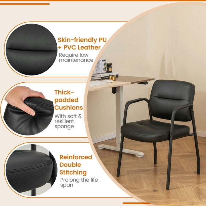 Hommoo Waiting Room Guest Chair Set of 2 Upholstered Reception Chairs with Mixed PU Leather and Integrated Image 4