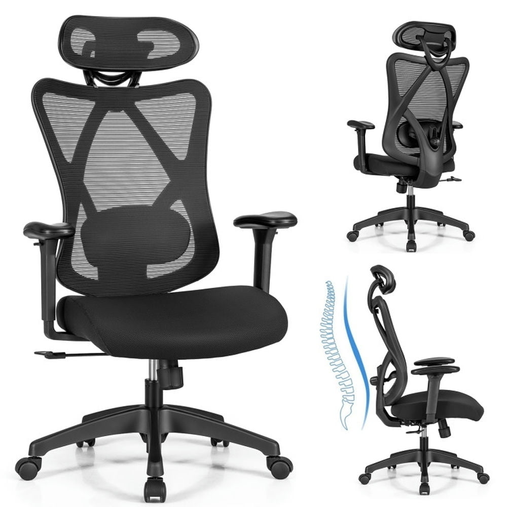 Hommoo High Back Mesh Executive Chair with Adjustable Lumbar Support, Home Office Computer Desk Chair, Small Office Image 6