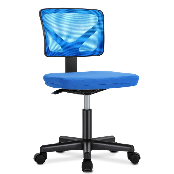 Hommoo Office Computer Desk Chair, Ergonomic Low Back Mesh Rolling Work Swivel Chair with Wheels, Armless, Blue Image 4