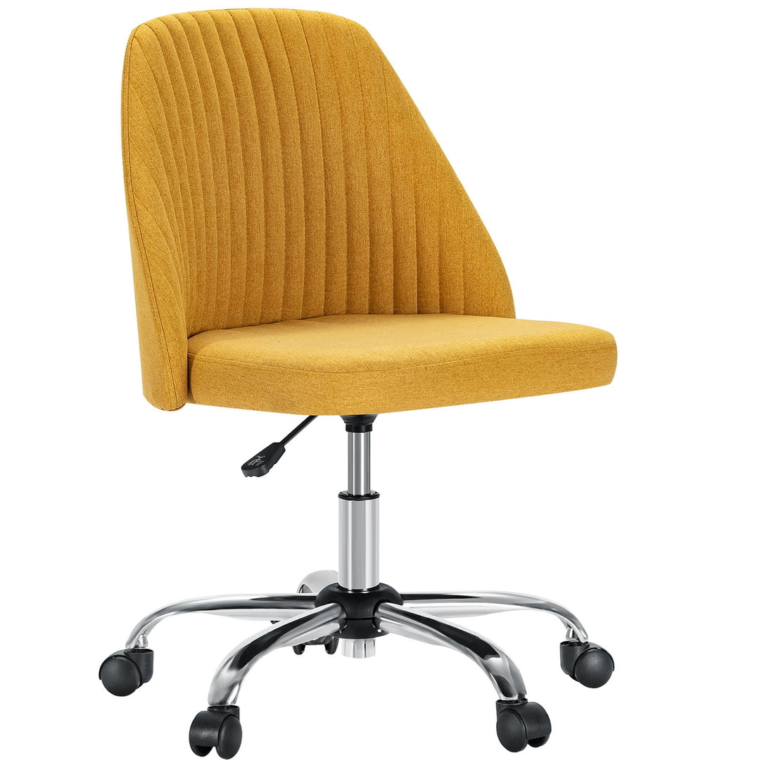 Hommoo Office Desk Chair - Modern, Adjustable, Swivel Fabric Design with Wheels, Computer Chair for Small Spaces, Yellow Image 5