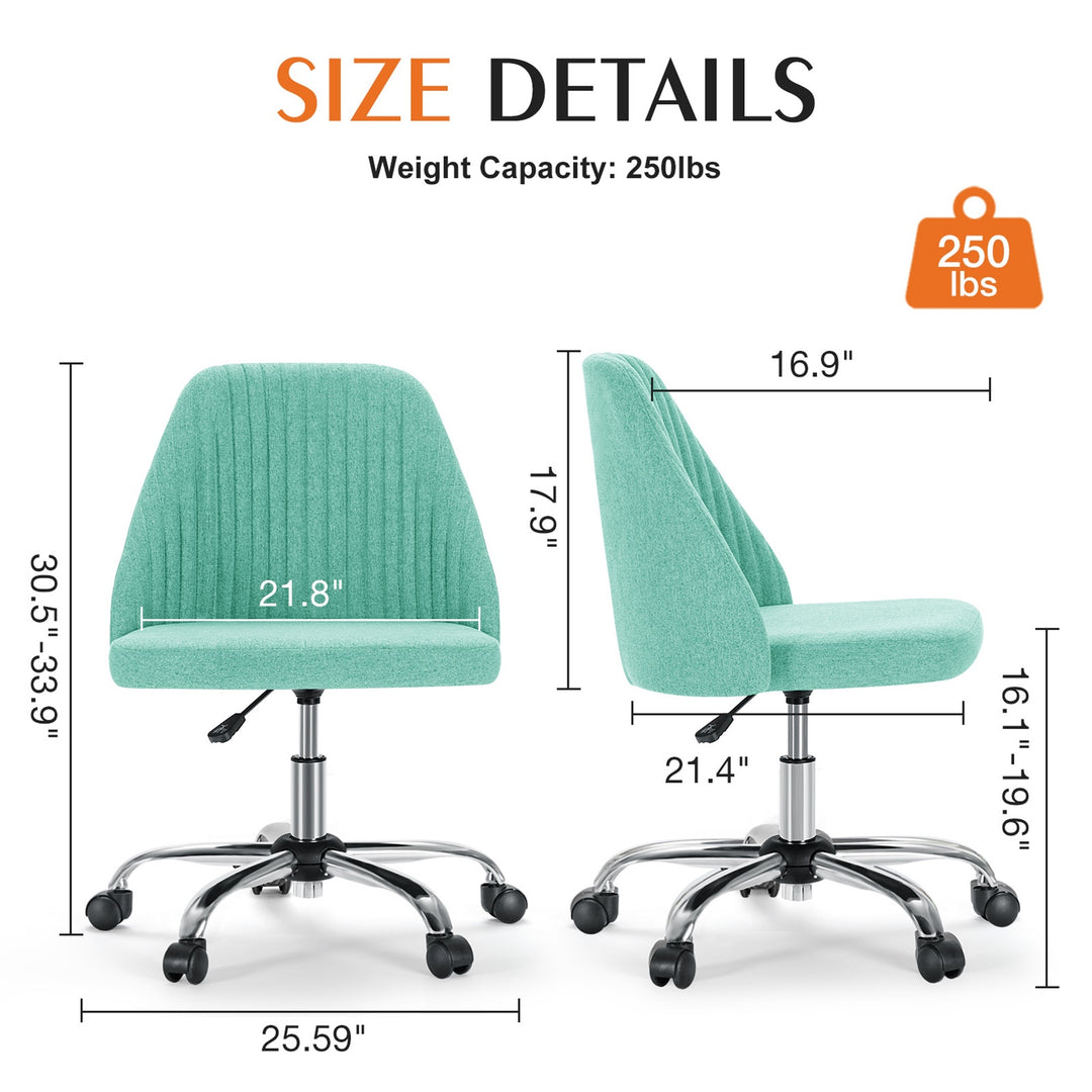 Hommoo Office Desk Chair - Modern, Adjustable, Swivel Fabric Design with Wheels, Computer Chair for Small Spaces, Green Image 3