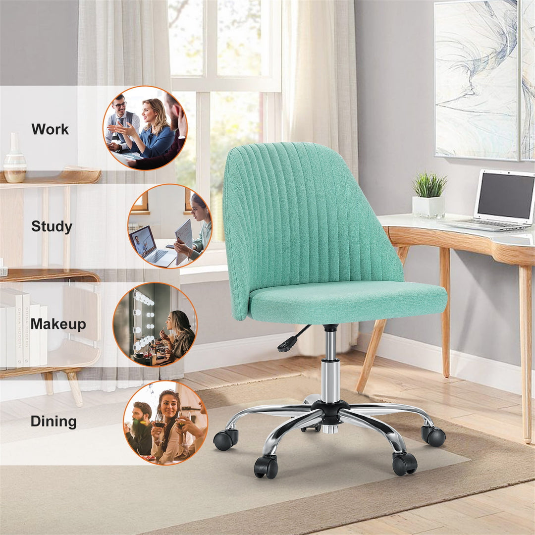 Hommoo Office Desk Chair - Modern, Adjustable, Swivel Fabric Design with Wheels, Computer Chair for Small Spaces, Green Image 4