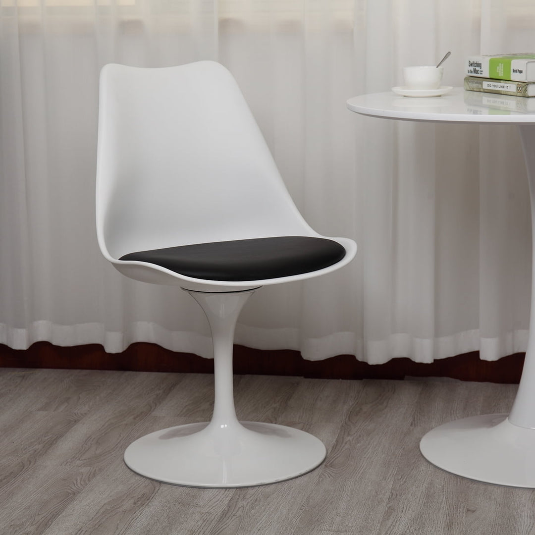 Hommoo Dining Room Chairs for Kitchen, Elegant Bar Chair, Dining Furniture, White + Black Image 1