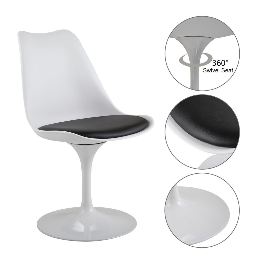 Hommoo Dining Room Chairs for Kitchen, Elegant Bar Chair, Dining Furniture, White + Black Image 2