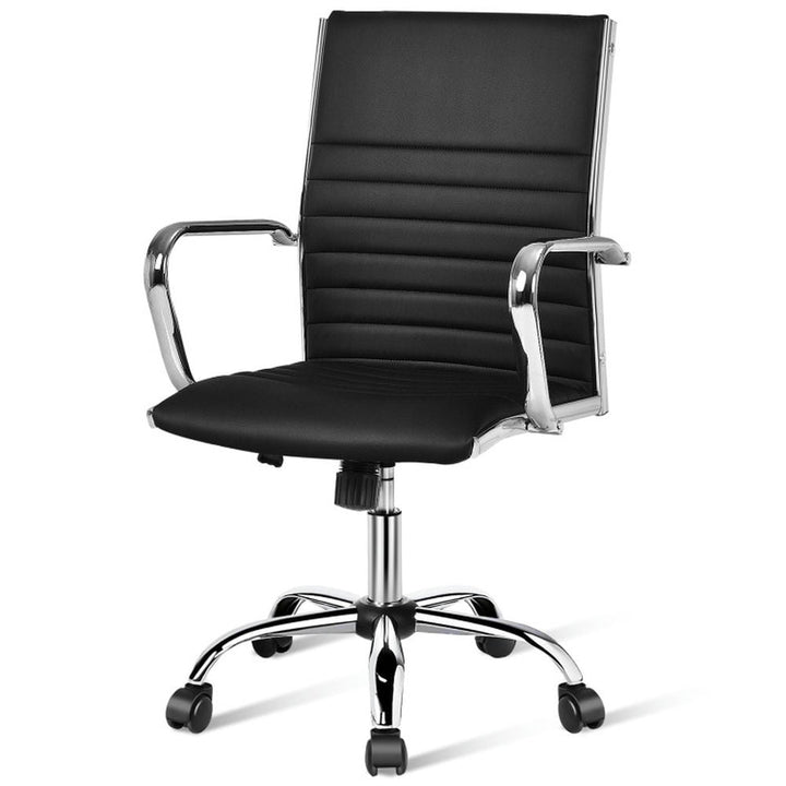 Hommoo High Back Ribbed Office Chair with Armrests-Black, Home Office Computer Desk Chair, Small Office Chair for Image 1