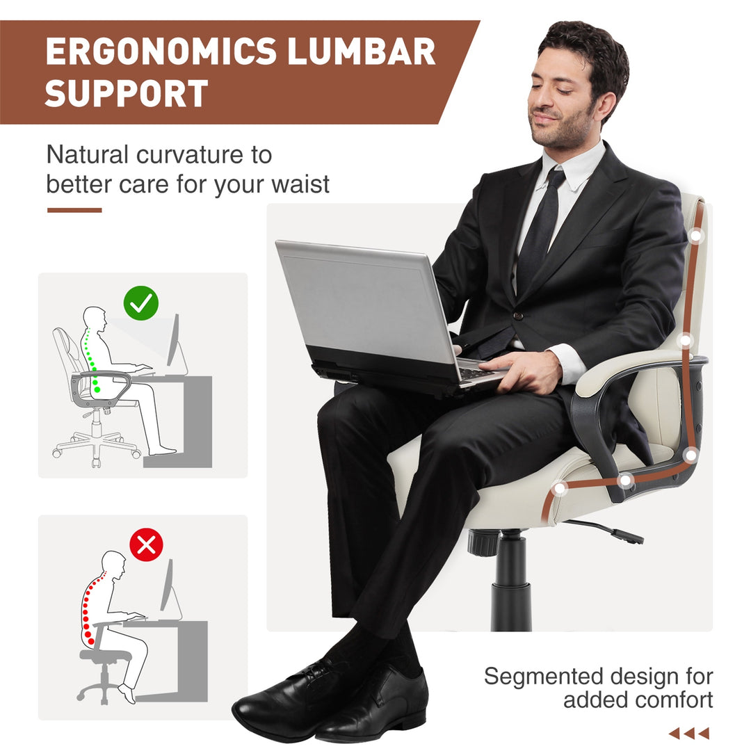 Hommoo Mid-Back Office Chair, Featuring Upholstered PU Leather, with Armrests, Ideal for Home or Desk Use, Available in Image 2