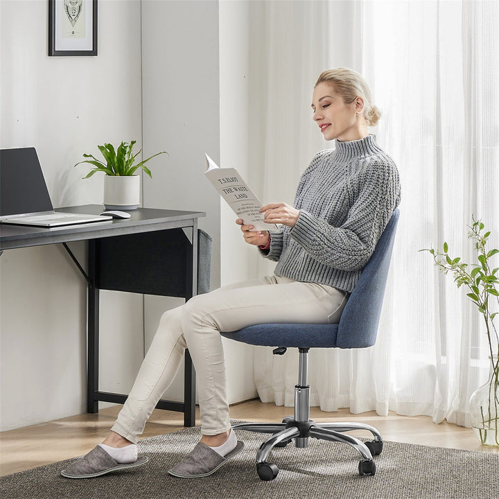 Hommoo Office Desk Chair - Modern, Adjustable, Swivel Fabric Design with Wheels, Blue Image 1