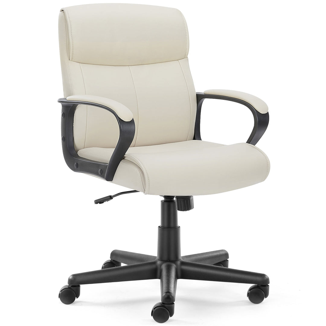 Hommoo Mid-Back Office Chair, Featuring Upholstered PU Leather, with Armrests, Ideal for Home or Desk Use, Available in Image 4