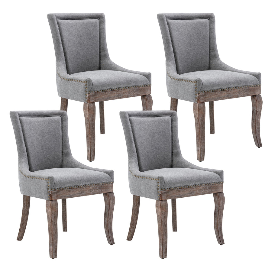 Hommoo Thickened Fabric Dining Chairs Set of 4, Farmhouse Tufted Modern Upholstered Ultra Side Chairs Gray Image 1