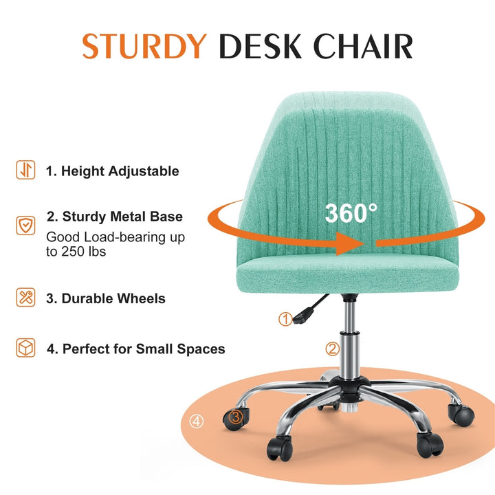 Hommoo Office Desk Chair - Modern, Adjustable, Swivel Fabric Design with Wheels, Computer Chair for Small Spaces, Green Image 6