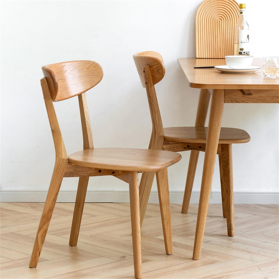 Hommoo Set of 4 Modern Farmhouse Wood Dining Chair with Oak Finish, 4-Pcs Set Natural Image 1