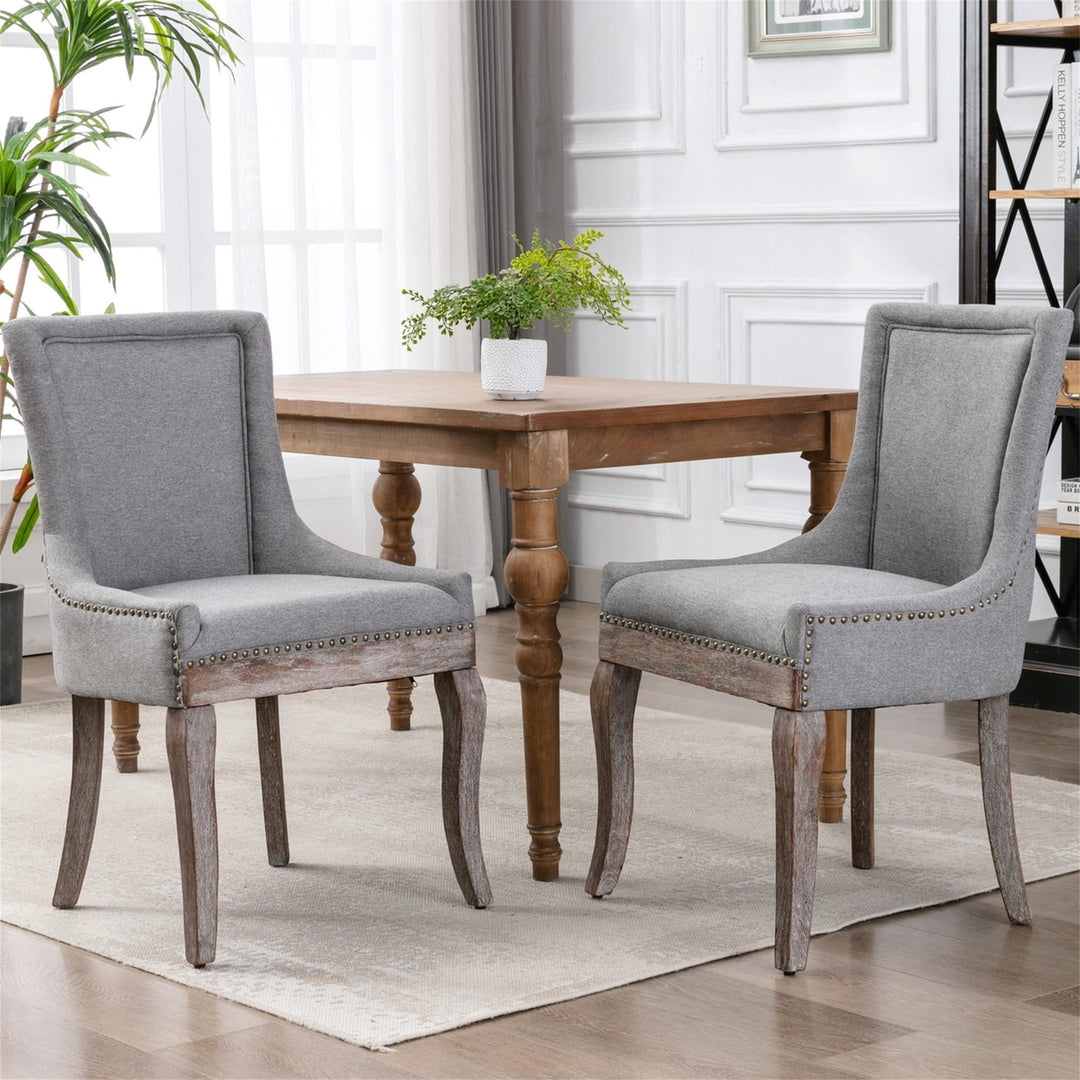 Hommoo Thickened Fabric Dining Chairs Set of 4, Farmhouse Tufted Modern Upholstered Ultra Side Chairs Gray Image 7