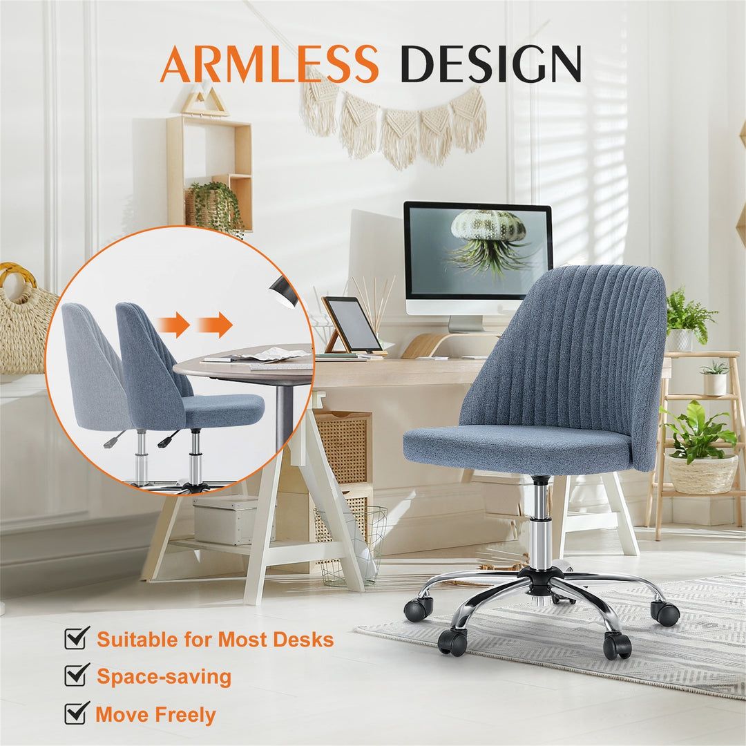 Hommoo Office Desk Chair - Modern, Adjustable, Swivel Fabric Design with Wheels, Blue Image 6