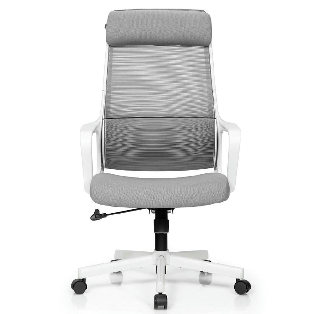 Hommoo Adjustable Mesh Office Chair with Heating Support Headrest-Gray, Home Office Computer Desk Chair Image 1